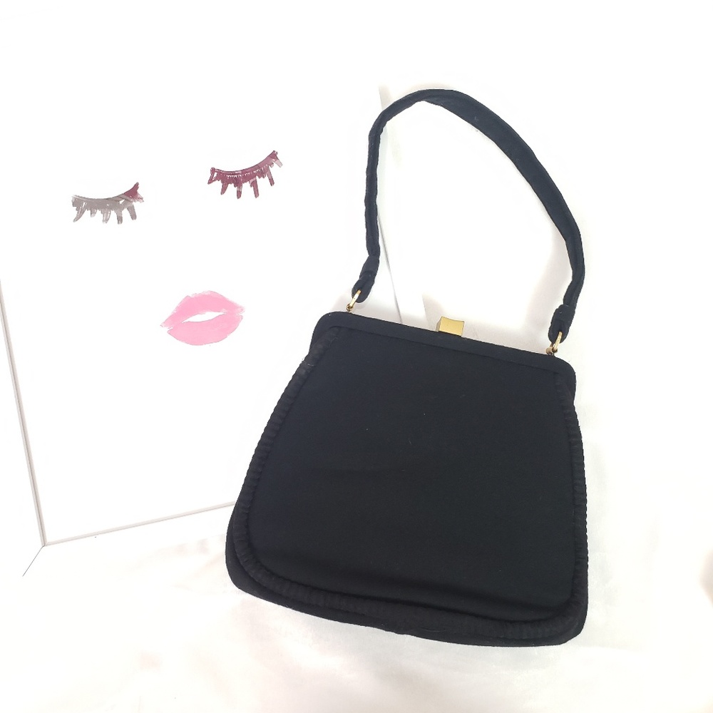 Vintage Mel-Ton Brand Black Wool Purse